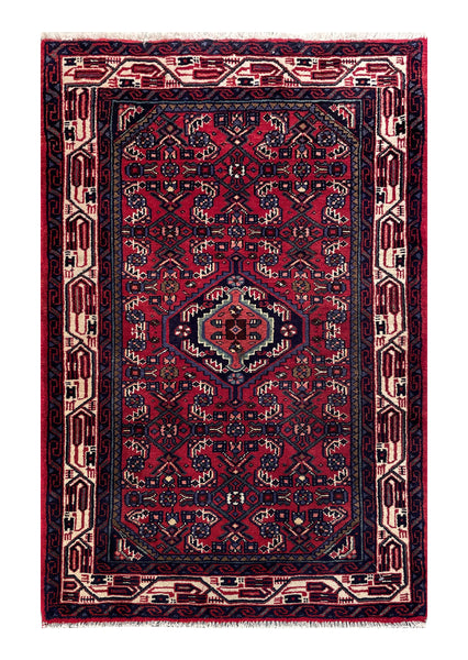 22202 - Hamadan Hand-Knotted/Handmade Persian Rug/Carpet Traditional Authentic/Size: 4'1" x 2'7"