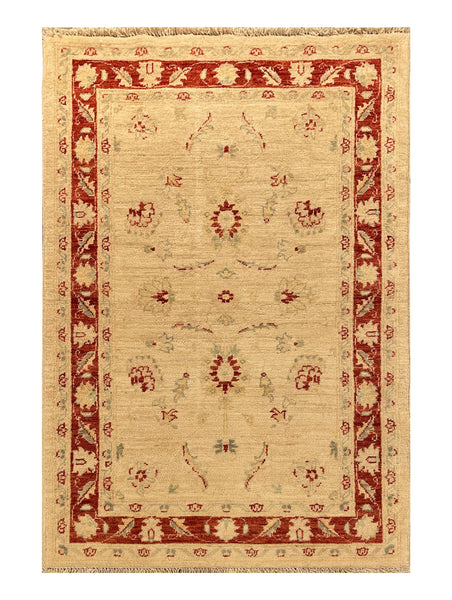19217-Chobi Ziegler Hand-knotted/Handmade Afghan Rug/Carpet Tribal/Nomadic Authentic/ Size: 4'11''x 2'9''