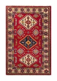22632 - Kazak Hand-Knotted/Handmade Afghan Tribal/Nomadic Authentic/Size: 4'11" x 3'2"
