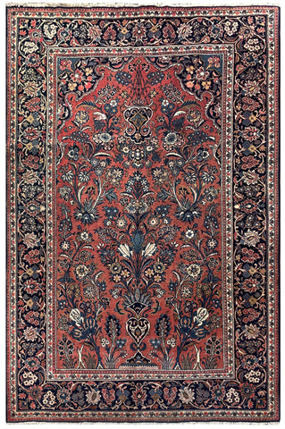 24549- Kashan Antique (1920-1930) Handmade/Hand-Knotted Persian Rug/Traditional/ Nomadic Carpet Authentic/ Size: 7'3" x 4'8"