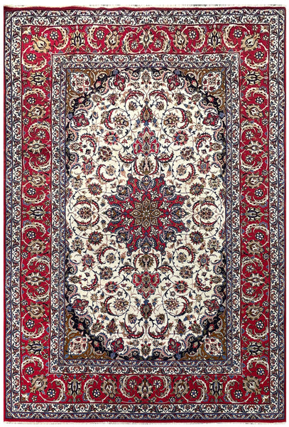 24113-Isfahan Antique( 1930-1940) Hand-Knotted/Handmade Persian Rug/Carpet Traditional Authentic/ Size: 7'9''x 5'4''