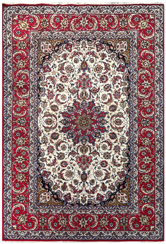 24113-Isfahan Antique( 1930-1940) Hand-Knotted/Handmade Persian Rug/Carpet Traditional Authentic/ Size: 7'9''x 5'4''