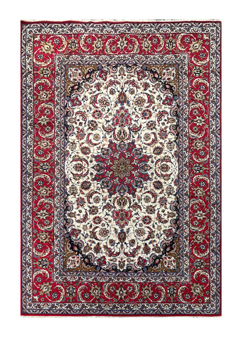 24113-Isfahan Antique( 1930-1940) Hand-Knotted/Handmade Persian Rug/Carpet Traditional Authentic/ Size: 7'9''x 5'4''