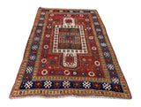 20882-Antique Kazak Handmade/Hand-Knotted Afghan Rug/Carpet Tribal/Nomadic Authentic/ Size: 7’4” x 4’11”