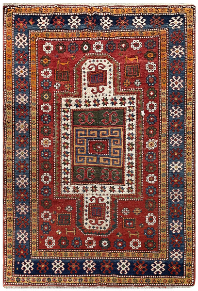 20882-Antique Kazak Handmade/Hand-Knotted Russian Rug/Carpet Tribal/Nomadic Authentic/ Size: 7’4” x 4’11”