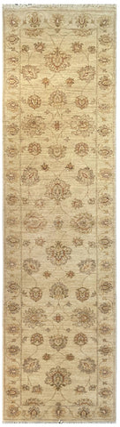 14260 - Chobi Ziegler Afghan Hand-Knotted Contemporary/Modern Runner/Size: 9'1" x 2'6"