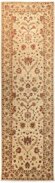 19335-Chobi Ziegler Handmade/Hand-knotted Afghan Rug/Carpet Tribal/Nomadic Authentic/ Size: 9'2" x 2'7"
