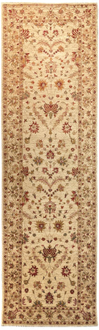 19335-Chobi Ziegler Handmade/Hand-knotted Afghan Rug/Carpet Tribal/Nomadic Authentic/ Size: 9'2" x 2'7"