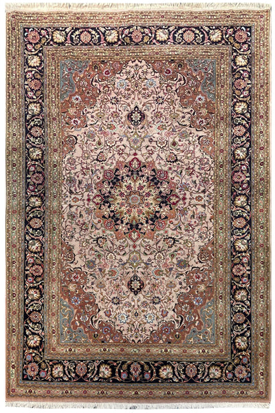20881-Tabriz Hand-Knotted Semi-Antique(Circa 1980-1995)/Handmade Persian Rug/Carpet Traditional Authentic/ Size: 9'8" x 6'3"