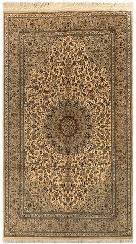 11813 - Ghom Persian Hand-knotted/Persian Authentic/Traditional Carpet/Rug Silk-made Signed-piece/ Size: 6'8" x 4'7"