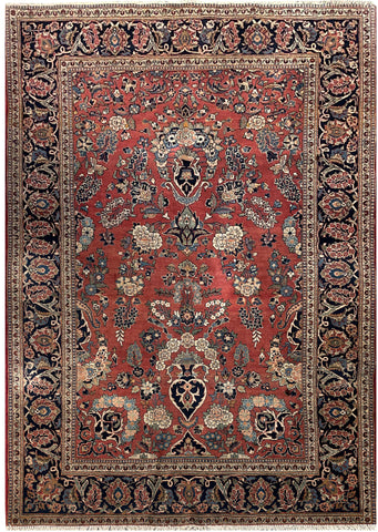 22103b-Antique Kashan(1930)/ Hand-Knotted/Handmade Persian Rug/Carpet Traditional/Authentic/Size: 6'10" x 4'4"