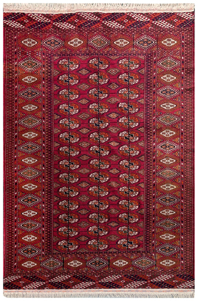 20512-Turkmen Hand-Knotted/Handmade Persian Rug/Carpet Traditional/Authentic/ Size: 6'6" x 4'4"