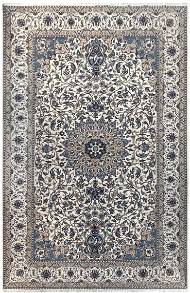 15018 - Nain Persian Hand-Knotted Authentic/Traditional Carpet/Rug Silk-made 10'4" x 6'7"