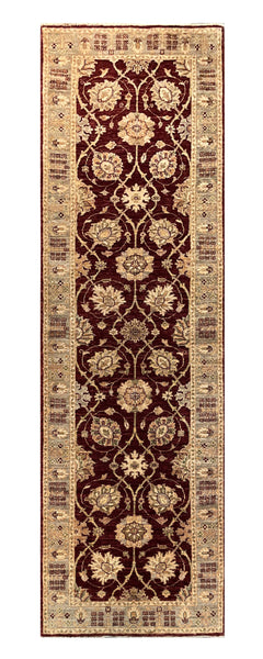 19332-Chobi Ziegler Handmade/Hand-knotted Afghan Rug/Carpet Tribal/Nomadic Authentic/ Size: 9'7" x 2'9"