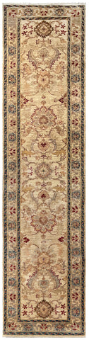 19350-Chobi Ziegler Handmade/Hand-knotted Afghan Rug/Carpet Tribal/Nomadic Authentic/ Size: 10'9" x 2'8"