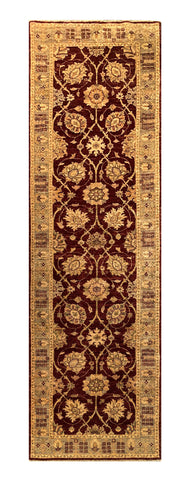 19344-Chobi Ziegler Handmade/Hand-knotted Afghan Rug/Carpet Tribal/Nomadic Authentic/ Size: 9'8" x 2'9"