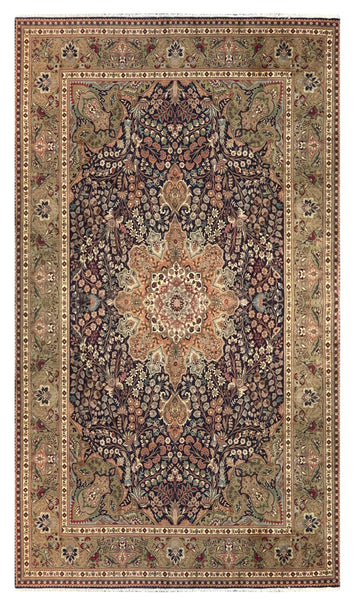 13429 - Tabriz Persian Hand-knotted Authentic/Traditional Carpet/Rug Silk-made/ Size: 9'11" x 6'7"