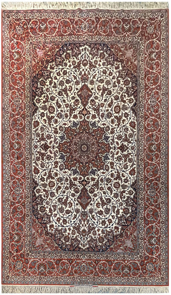 22605-Isfahan (Antique 1920-1930 Seirafian)/Hand-Knotted/Handmade Persian Rug/Carpet Traditional Authentic/ Size: 11'0" x 7'0"