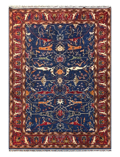 22504 - Chobi Ziegler Hand-Knotted/Handmade Afghan Rug/Carpet Traditional/Authentic/Size: 9'6" x 6'9"