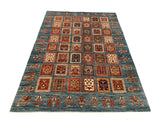 19107-Chobi Ziegler Hand-Knotted/Handmade Afghan Rug/Carpet Tribal/Nomadic Authentic/ Size: 7'7''x 5'5''