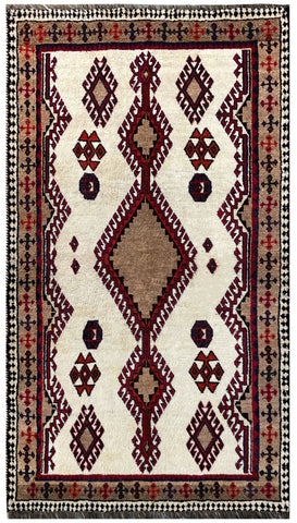 18242-Shiraz Hand-Knotted/Handmade Persian Rug/Carpet Tribal/Nomadic Authentic/ Size: 6'2" x 3'4"