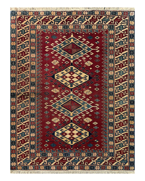 19366-Royal Shirvan Handmade/Hand-knotted Afghan Rug/Carpet Tribal/Nomadic Authentic/ Size: 6'5" x 4'9"