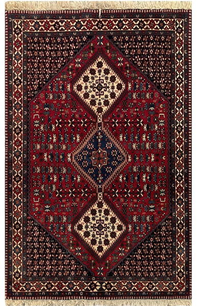 20572-Yalameh Hand-Knotted/Handmade Persian Rug/Carpet Tribal/Nomadic Authentic/ Size: 6'4" x 5'0"