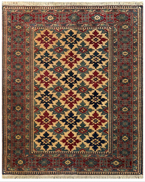 19367-Royal Shirvan Handmade/Hand-knotted Afghan Rug/Carpet Tribal/Nomadic Authentic/ Size: 6'5" x 5'2"
