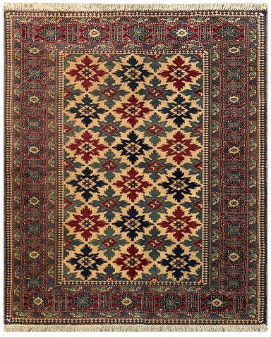 19367-Royal Shirvan Handmade/Hand-knotted Afghan Rug/Carpet Tribal/Nomadic Authentic/ Size: 6'5" x 5'2"