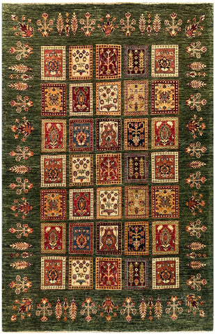 19269-Chobi Ziegler Hand-Knotted/Handmade Afghan Rug/Carpet Tribal/Nomadic Authentic/ Size: 6'5" x 5'2"