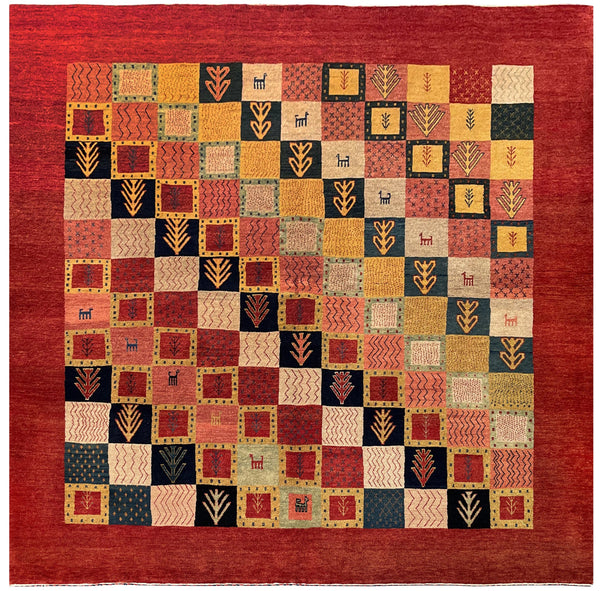 15084 - Lori Persian Hand-Knotted Authentic/Nomadic/Tribal Gabbeh/ Size: 6'5" x 6'5"
