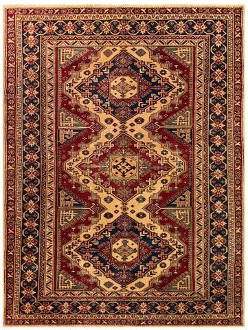 19387-Royal Shirvan Handmade/Hand-knotted Afghan Rug/Carpet Tribal/Nomadic Authentic/ Size: 6'7" x 5'0"