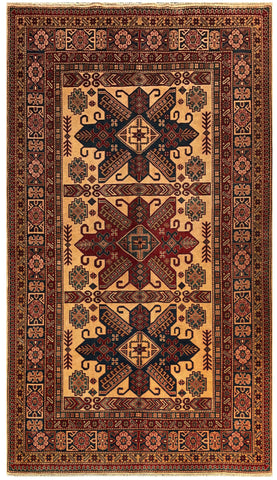 19386-Royal Shirvan Handmade/Hand-knotted Afghan Rug/Carpet Tribal/Nomadic Authentic/ Size: ﻿6'8" x 4'8"