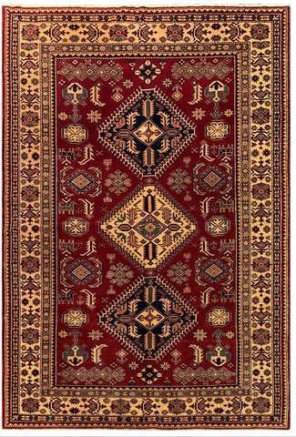 19390-Royal Shirvan Handmade/Hand-knotted Afghan Rug/Carpet Tribal/Nomadic Authentic/ Size: 7'2" x 5'0"