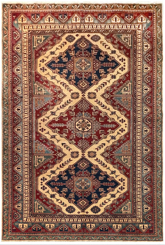 19396-Royal Shirvan Handmade/Hand-Knotted Afghan Rug/Carpet Tribal/Nomadic Authentic/ Size: 8'5" x 5'5"