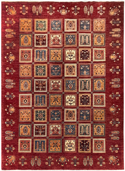 19275-Chobi Ziegler Hand-Knotted/Handmade Afghan Rug/Carpet Tribal/Nomadic Authentic 9'6" x 6'10"