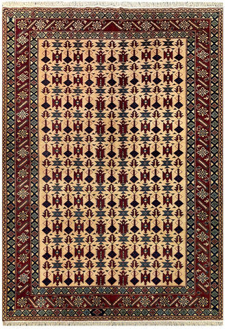 19369-Royal Shirvan Handmade/Hand-knotted Afghan Rug/Carpet Tribal/Nomadic Authentic﻿/ Size: 8'6" x 6'5"