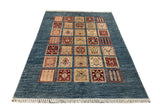 19123-Chobi Ziegler Hand-Knotted/Handmade Afghan Rug/Carpet Tribal/Nomadic Authentic/ Size: 7'6" x 5'8"