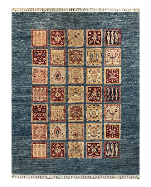 19123-Chobi Ziegler Hand-Knotted/Handmade Afghan Rug/Carpet Tribal/Nomadic Authentic/ Size: 7'6" x 5'8"