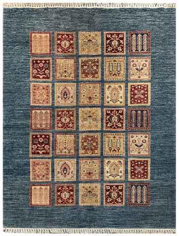 19123-Chobi Ziegler Hand-Knotted/Handmade Afghan Rug/Carpet Tribal/Nomadic Authentic/ Size: 7'6" x 5'8"