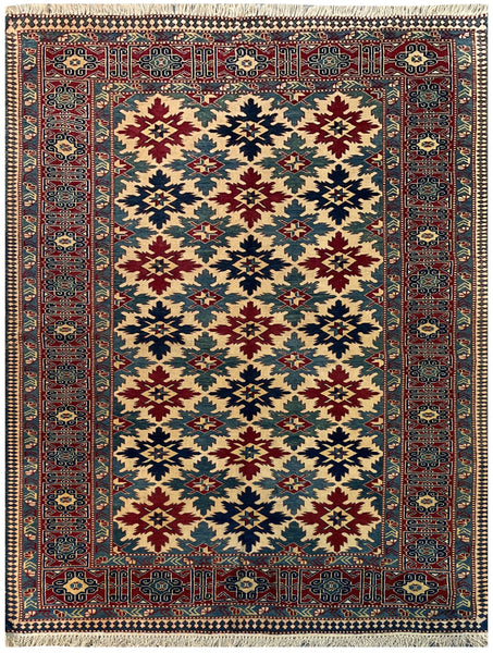 19365-Royal Shirvan Handmade/Hand-knotted Afghan Rug/Carpet Tribal/Nomadic Authentic/ Size: ﻿6'5" x 5'0"