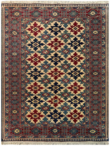 19365-Royal Shirvan Handmade/Hand-knotted Afghan Rug/Carpet Tribal/Nomadic Authentic/ Size: ﻿6'5" x 5'0"