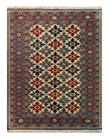 19365-Royal Shirvan Handmade/Hand-knotted Afghan Rug/Carpet Tribal/Nomadic Authentic/ Size: ﻿6'5" x 5'0"