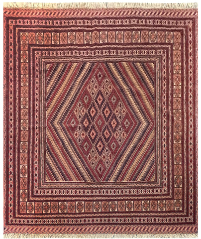 15387-Kelim Hand-Knotted/Handmade Persian Rug/Carpet Tribal/Nomadic Authentic/ Size: 6'5" x 5'4"