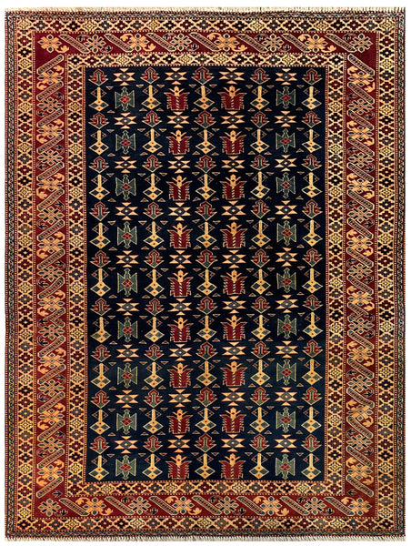 19360-Royal Shirvan Handmade/Hand-knotted Afghan Rug/Carpet Tribal/Nomadic Authentic﻿/ Size: 6'8" x 5'1"