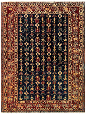 19360-Royal Shirvan Handmade/Hand-knotted Afghan Rug/Carpet Tribal/Nomadic Authentic﻿/ Size: 6'8" x 5'1"