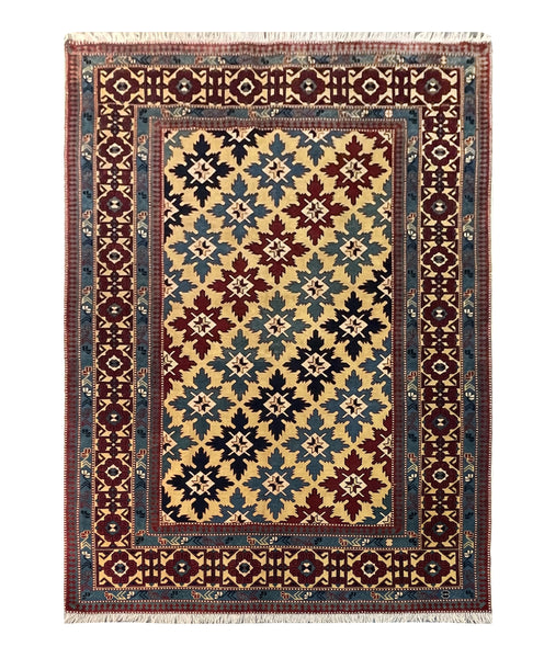 19368-Royal Shirvan Handmade/Hand-knotted Afghan Rug/Carpet Tribal/Nomadic Authentic/ Size: 7'3" x 5'3"