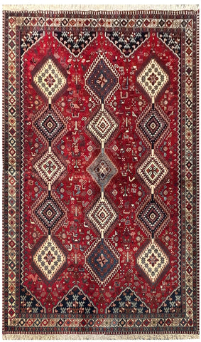 20581-Yalameh Hand-Knotted/Handmade Persian Rug/Carpet Tribal/Nomadic Authentic/ Size: 8'1" x 6'7"