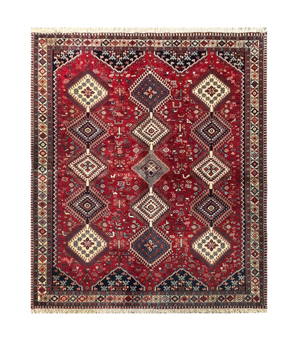 20581-Yalameh Hand-Knotted/Handmade Persian Rug/Carpet Tribal/Nomadic Authentic/ Size: 8'1" x 6'7"