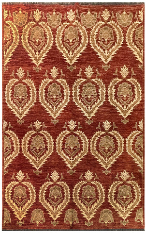 15576-Chobi Ziegler Hand-Knotted/Handmade Afghan Rug/Carpet Traditional Authentic/ Size: 7'8"x 6'2"